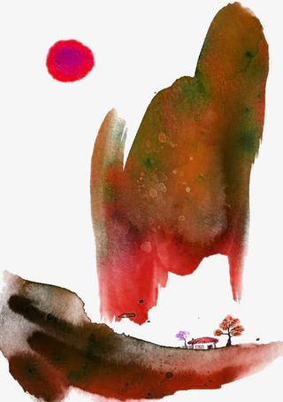 墨水山画图片素材免抠