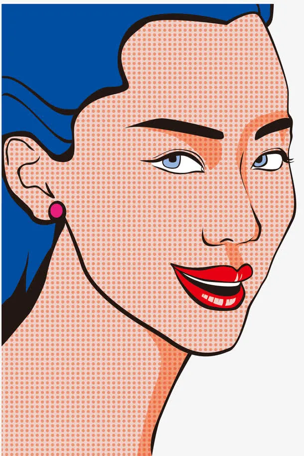 插图复古波普风女孩免抠