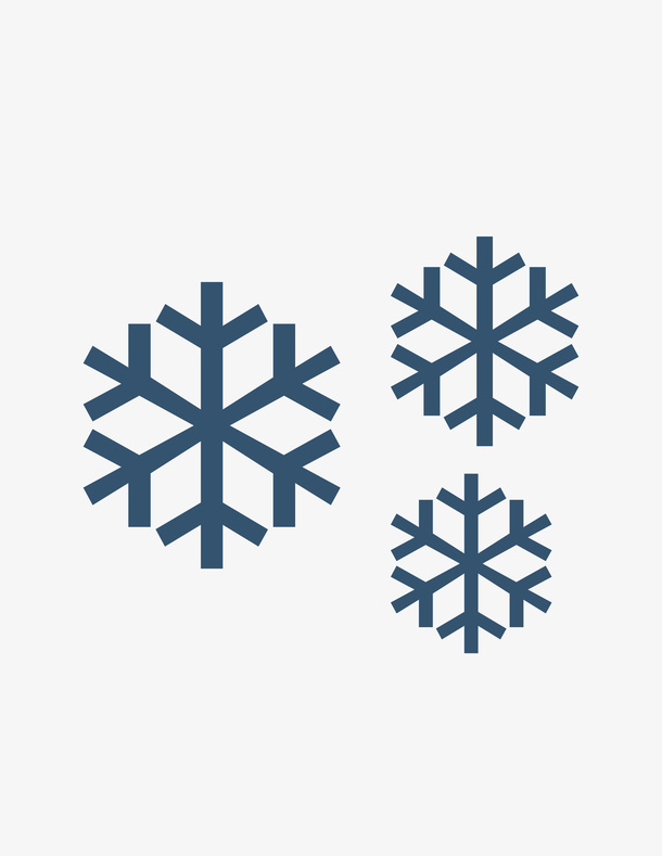 蓝色扁平雪花素材免抠