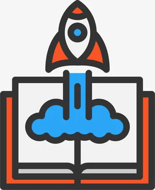 从书本发射的火箭免抠