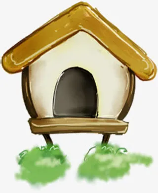 春天黄色水彩房子免抠