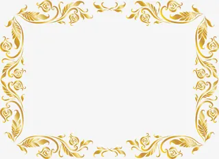 黄色简约花藤边框免抠