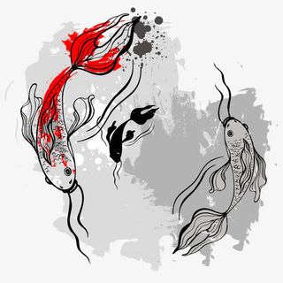 手绘中国风阴阳鱼免抠