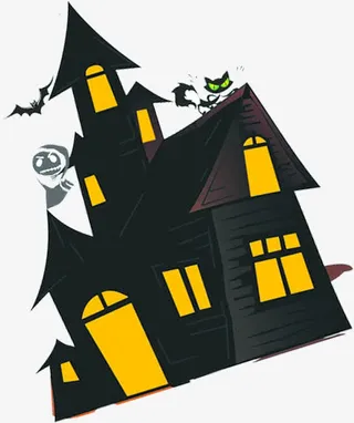 黑色手绘万圣节房屋免抠