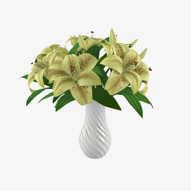 米黄色鲜花束免抠