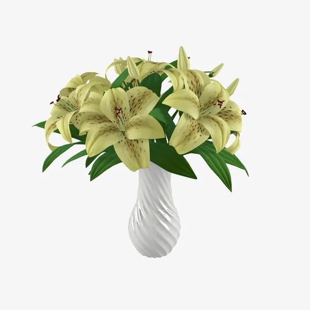 米黄色鲜花束免抠