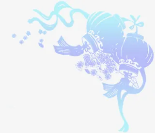 春天蓝紫色手绘灯笼免抠