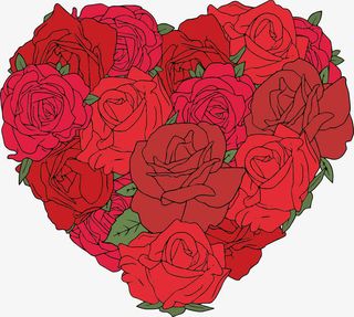 矢量玫瑰爱心免抠