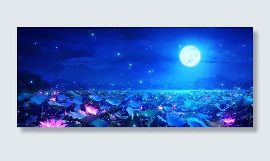 夏日荷花夜景banner高清 夏日荷花夜景banner高清