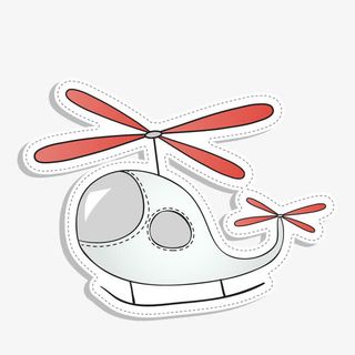 手绘卡通直升机免抠