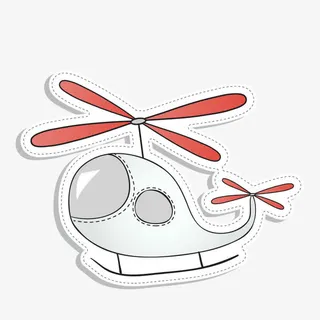 手绘卡通直升机免抠
