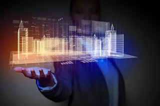 商务男士与建筑图免抠