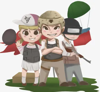 卡通吃鸡儿童真人CS免抠