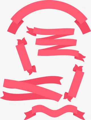 矢量 手绘动画 红彩带免抠