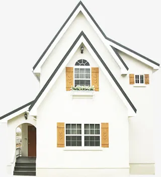 卡通手绘春天建筑田园别墅免抠