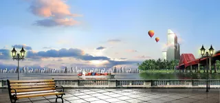 城市风景展板高清