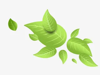 手绘春天绿叶飘零绿色惊蛰绿叶小免抠手绘/卡通卡通元素