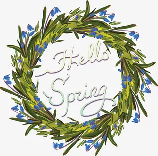 树叶编织春天花环免抠