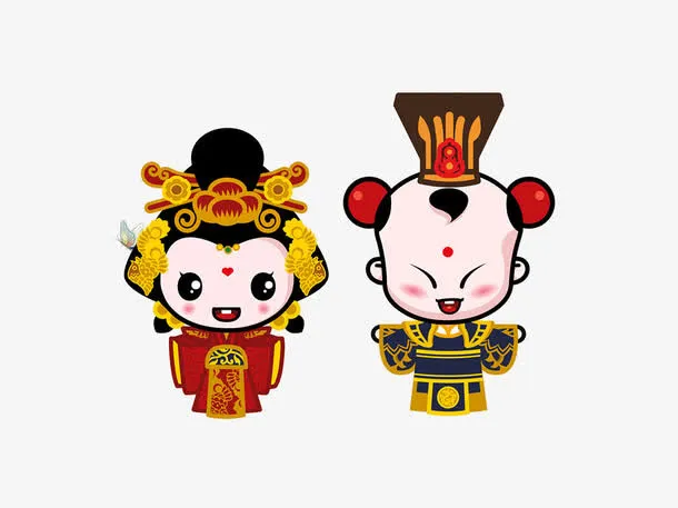 卡通人物形象新郎新娘免抠