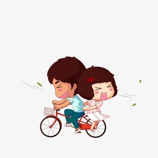 情侣骑单车郊游免抠