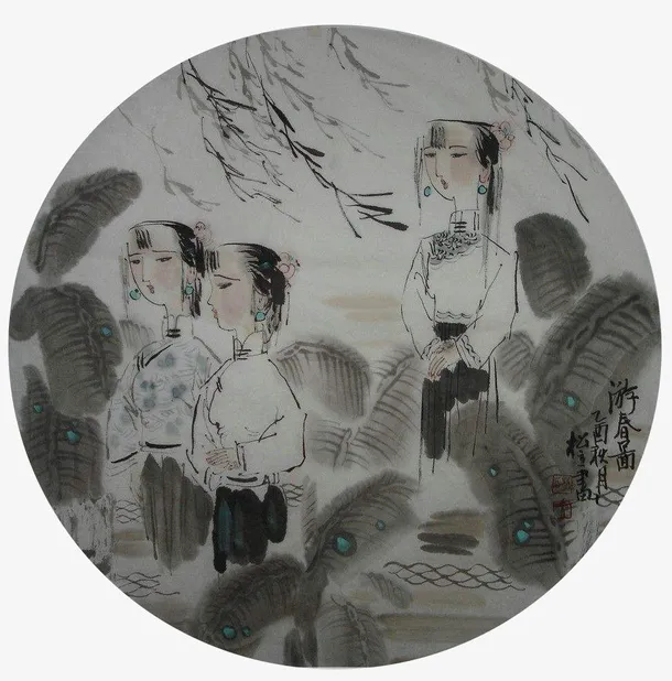 水墨古人传统人物免抠
