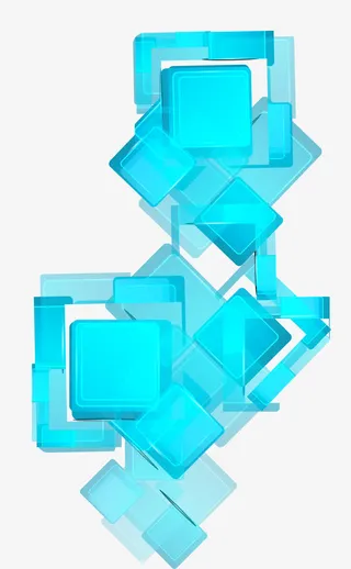 蓝色发光几何素材免抠