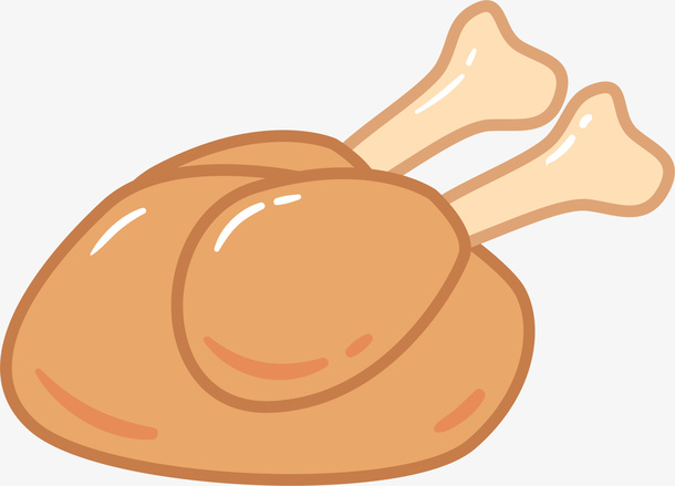 咖啡色卡通美味烤鸡免抠