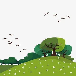 春游踏青春天美景插画免抠