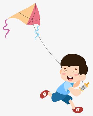 矢量开通男孩放风筝免抠
