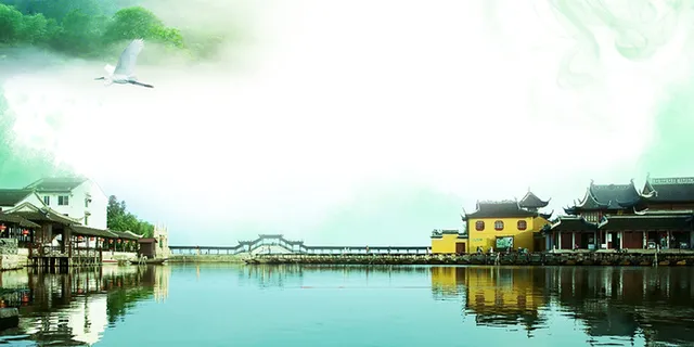 苏州太湖园林旅游广告海报背景素材高清