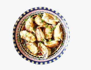 蒜拌生煎锅贴素材免抠