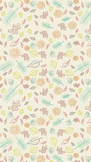 手绘彩色花朵绿叶壁纸免抠