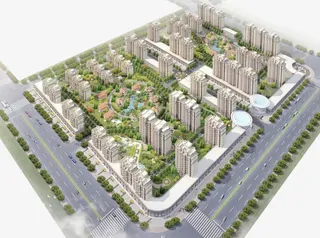 绿植繁茂的高楼小区免抠