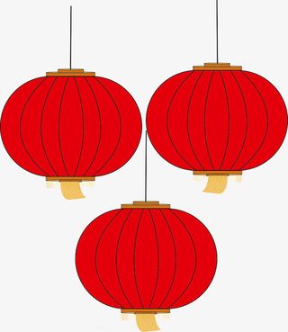 三个大红灯灯笼免抠