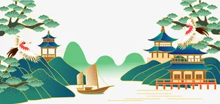 古代亭台楼阁国潮免抠