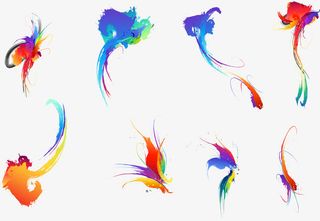 色彩斑斓的水墨效果矢量免抠