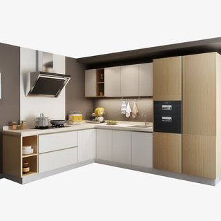 现代简约多储物整体橱柜免抠