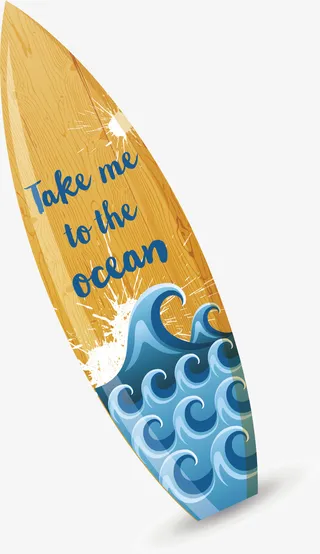 卡通手绘夏天冲浪板免抠