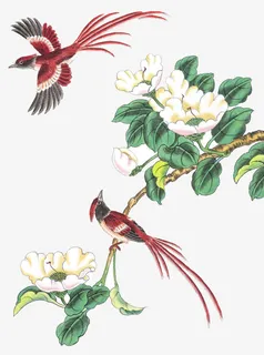 飞鸟写意画免抠