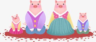 免扣猪年新年全家福免抠
