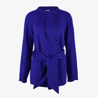 秋冬收腰长袖立领系扣羊毛大衣免抠