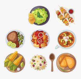 卡通玉米肉串米饭免抠