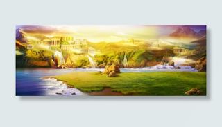 立绘世外桃源草地河面免抠