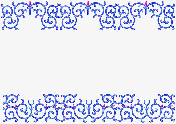 蓝色青花瓷图案免抠