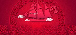 新年剪纸中国风红色海报背景高清