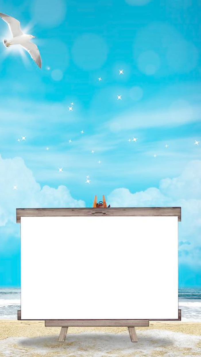 蓝色天空下的画板H5背景元素高清