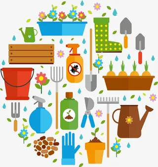 春天花园园丁工具免抠