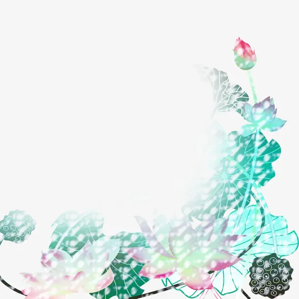 荷花边框免抠