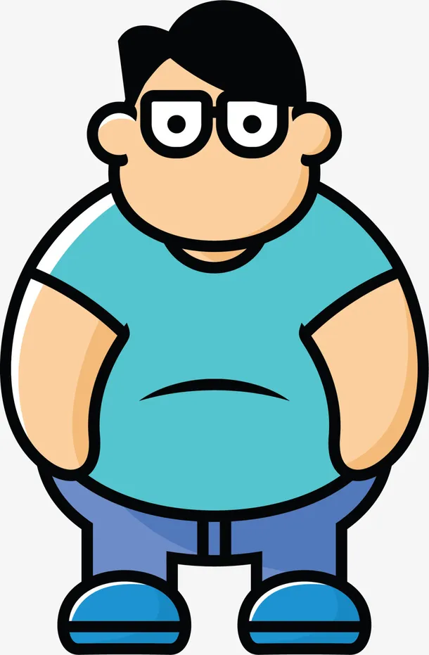 绿衣卡通微胖男孩免抠