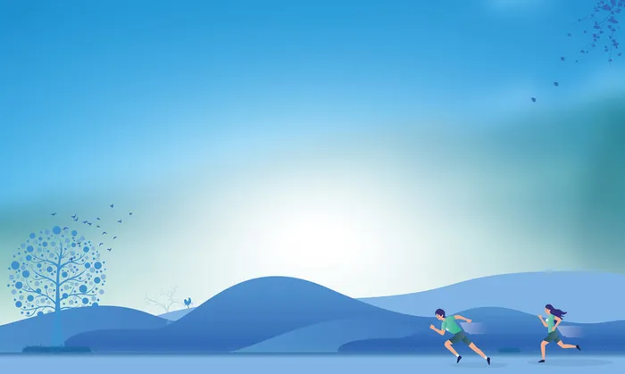 冬天，跑步，深蓝的，渐变色高清